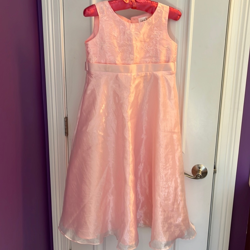 💗GIRLS PINK SATIN DRESS SZ 12💗